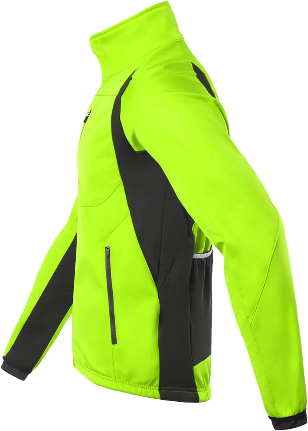 BERGRISAR Winter Cycling Jacket for Men with 6 Pockets Windproof Thermal Softshell Bike Jacket Running Windbreaker