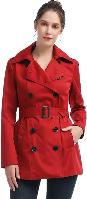 BGSD Women Evelyn Waterproof Classic Hooded Short Trench Coat