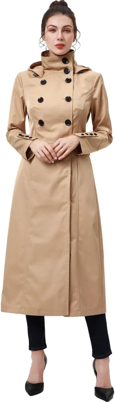 BGSD Women Kelly Waterproof Hooded Maxi Long Trench Coat - Regular & Plus Size