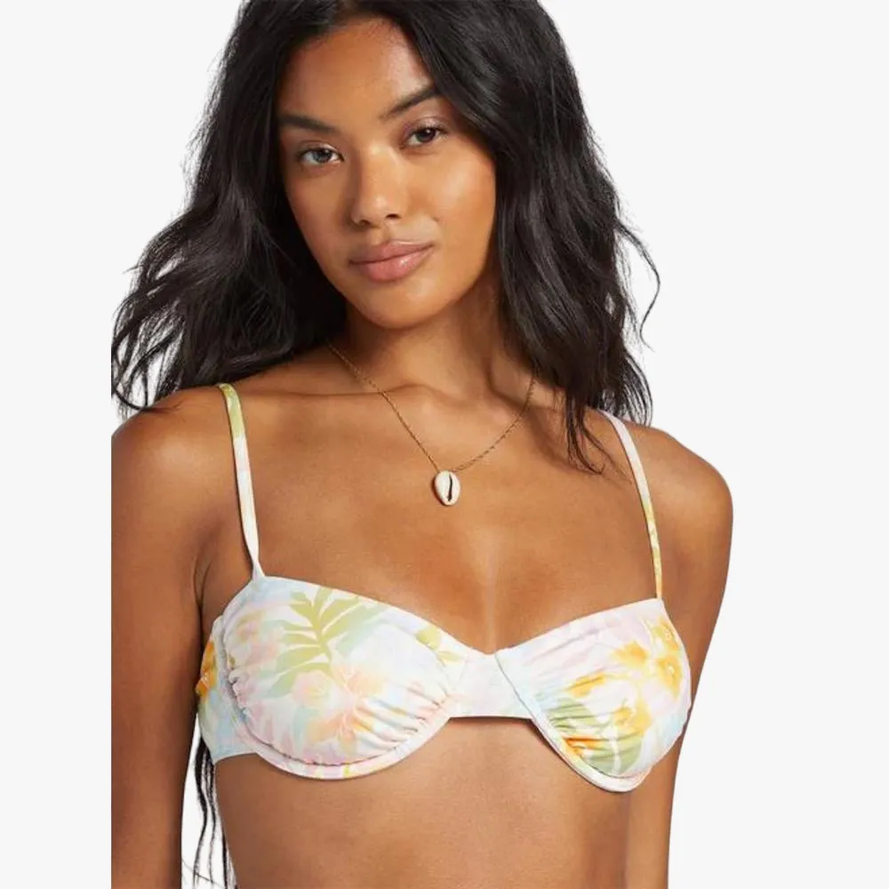 Billabong Womens Peaceful Palms Ruched Underwire Bikini Top Multi