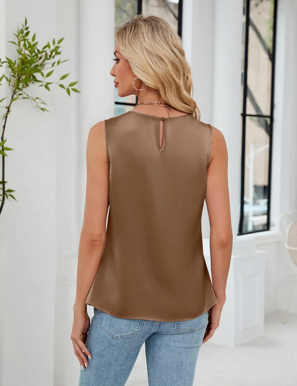 BMJL Women's Silk Satin Tank Top Summer Business Casual Outfit 2025 Sleeveless Work Dressy Shirt
