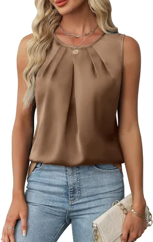 BMJL Women's Silk Satin Tank Top Summer Business Casual Outfit 2025 Sleeveless Work Dressy Shirt