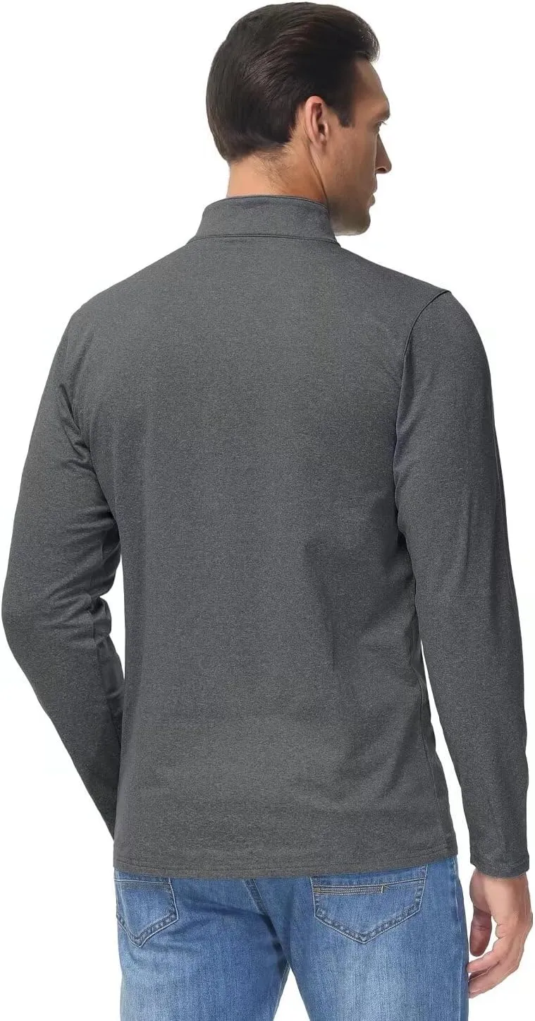 Boladeci Men's Quarter Zip Pullover Premium Fleece Lined Heather Long Sleeve Golf Shirts Midweight 1/4 Half Zip Sweatshirts