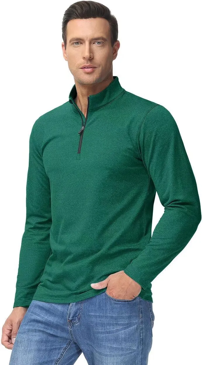 Boladeci Men's Quarter Zip Pullover Premium Fleece Lined Heather Long Sleeve Golf Shirts Midweight 1/4 Half Zip Sweatshirts