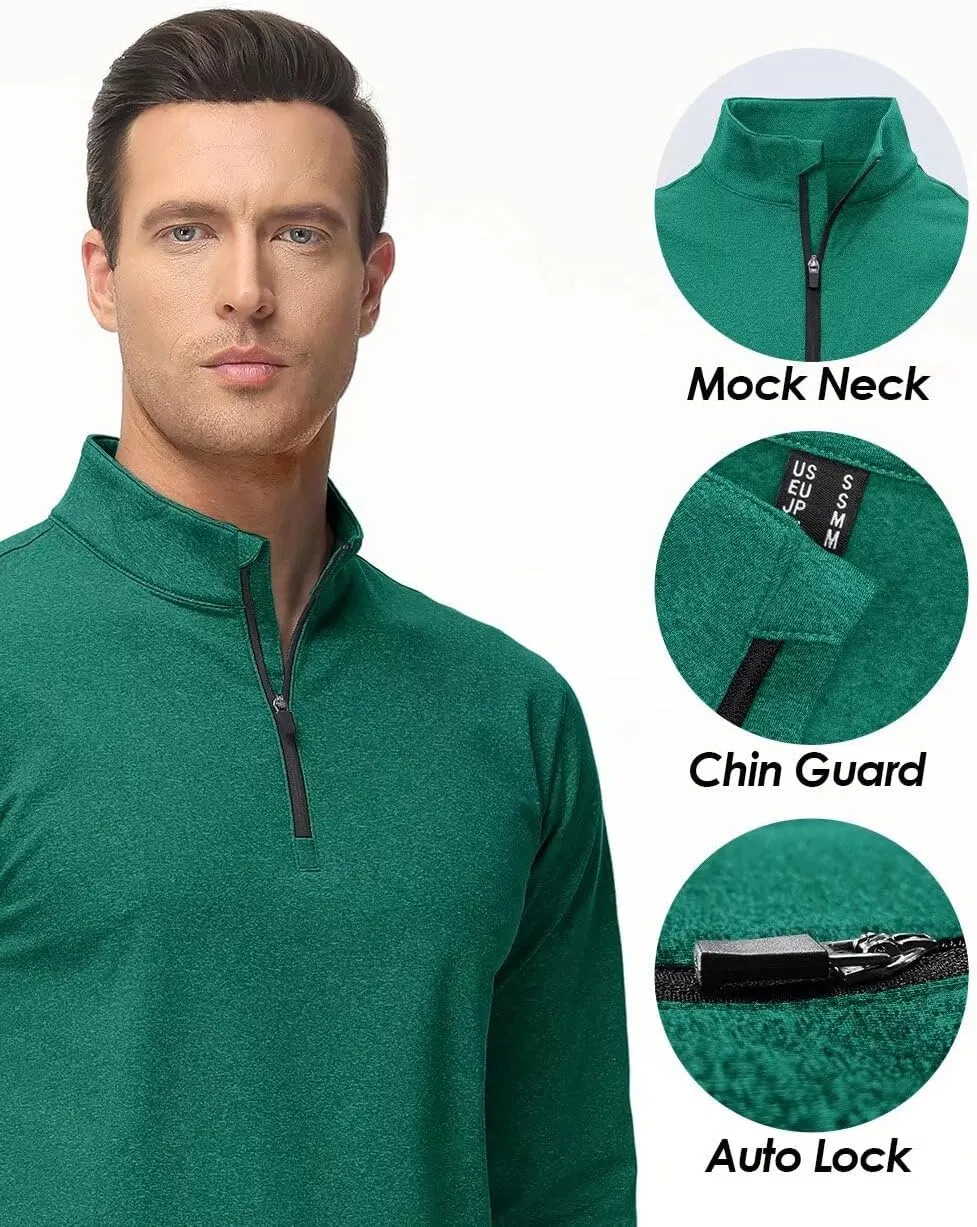 Boladeci Men's Quarter Zip Pullover Premium Fleece Lined Heather Long Sleeve Golf Shirts Midweight 1/4 Half Zip Sweatshirts