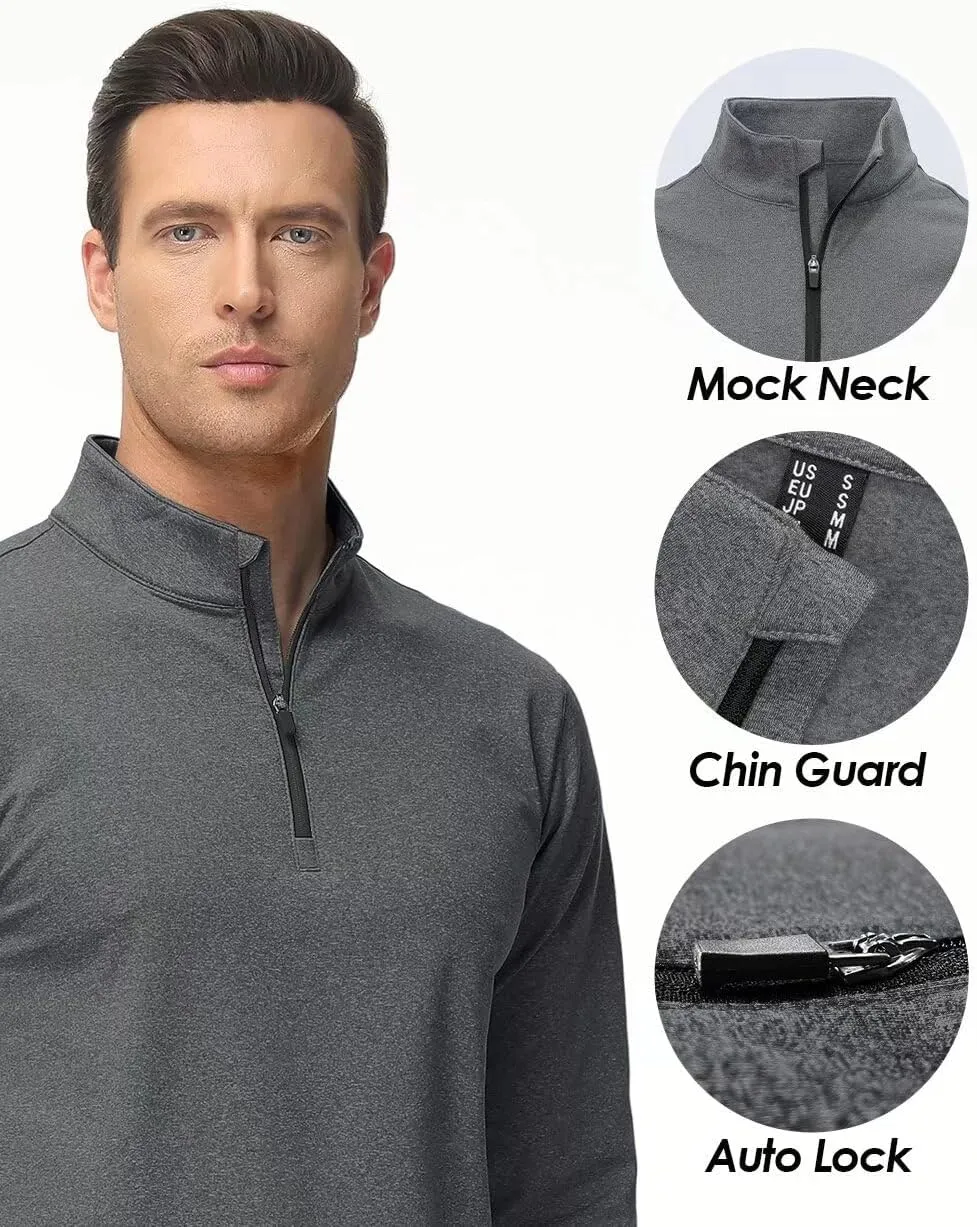 Boladeci Men's Quarter Zip Pullover Premium Fleece Lined Heather Long Sleeve Golf Shirts Midweight 1/4 Half Zip Sweatshirts