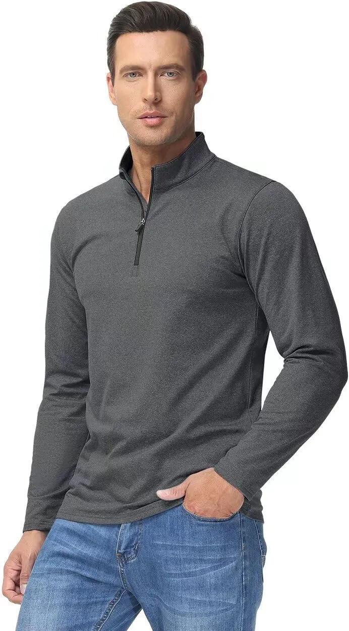 Boladeci Men's Quarter Zip Pullover Premium Fleece Lined Heather Long Sleeve Golf Shirts Midweight 1/4 Half Zip Sweatshirts