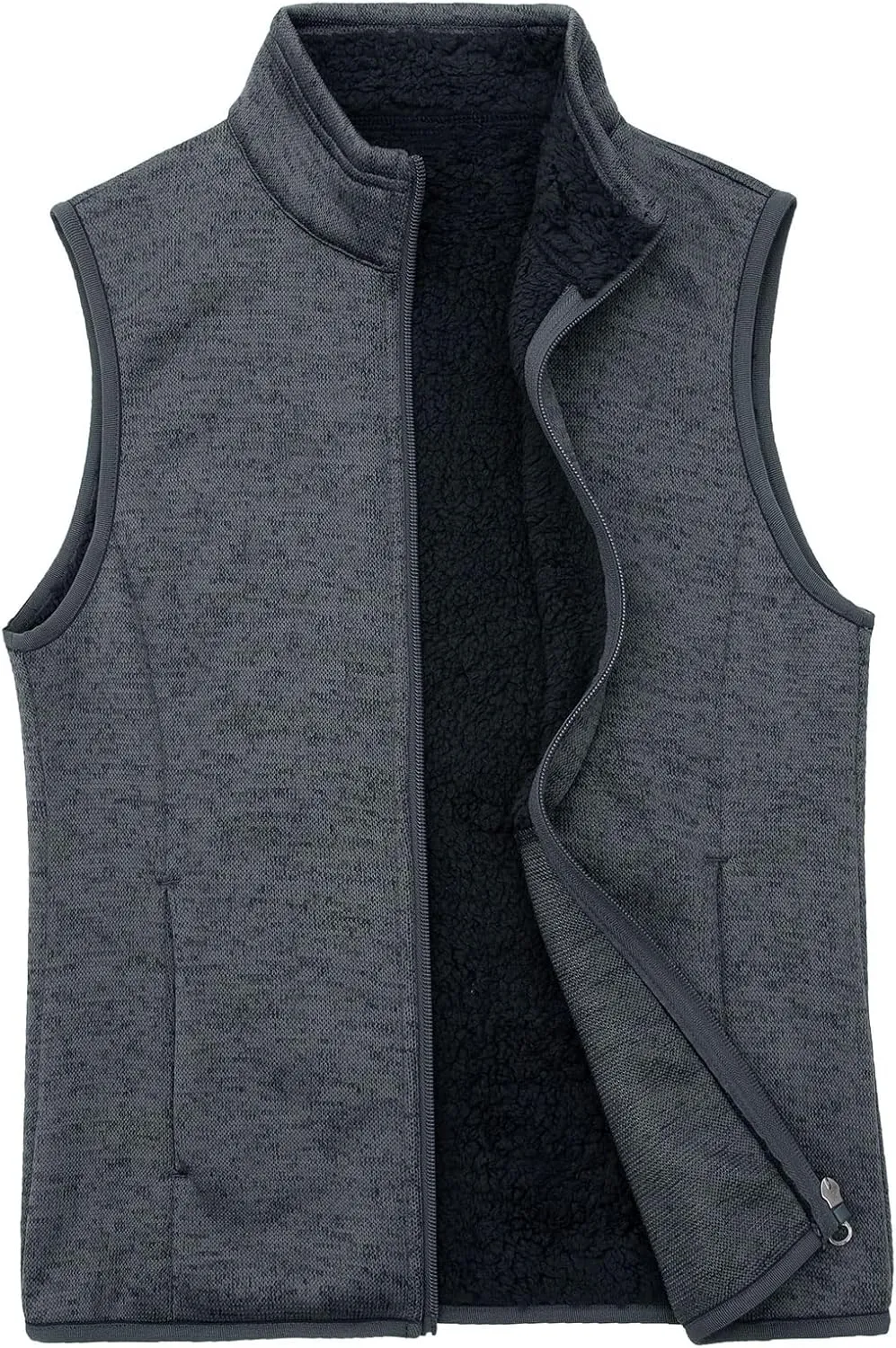 Bonnorth Women's Zip Up Sweater Fleece Vest, Sherpa Lined Windproof Warm Vest with Pocket