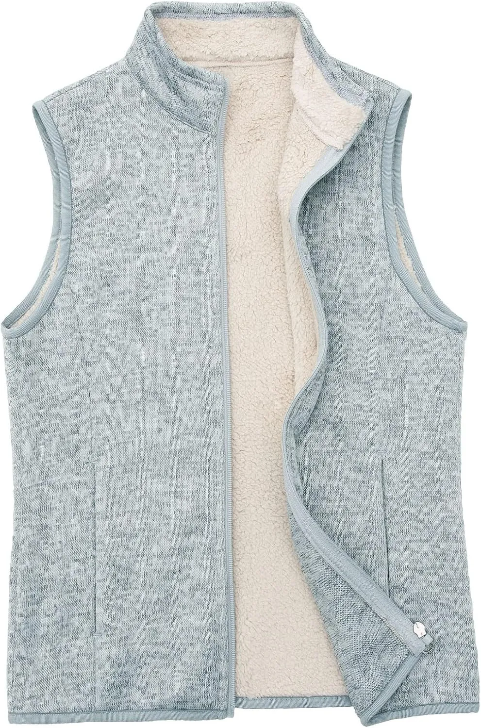 Bonnorth Women's Zip Up Sweater Fleece Vest, Sherpa Lined Windproof Warm Vest with Pocket