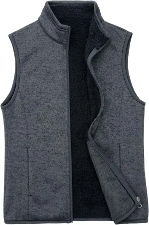 Bonnorth Women's Zip Up Sweater Fleece Vest, Sherpa Lined Windproof Warm Vest with Pocket