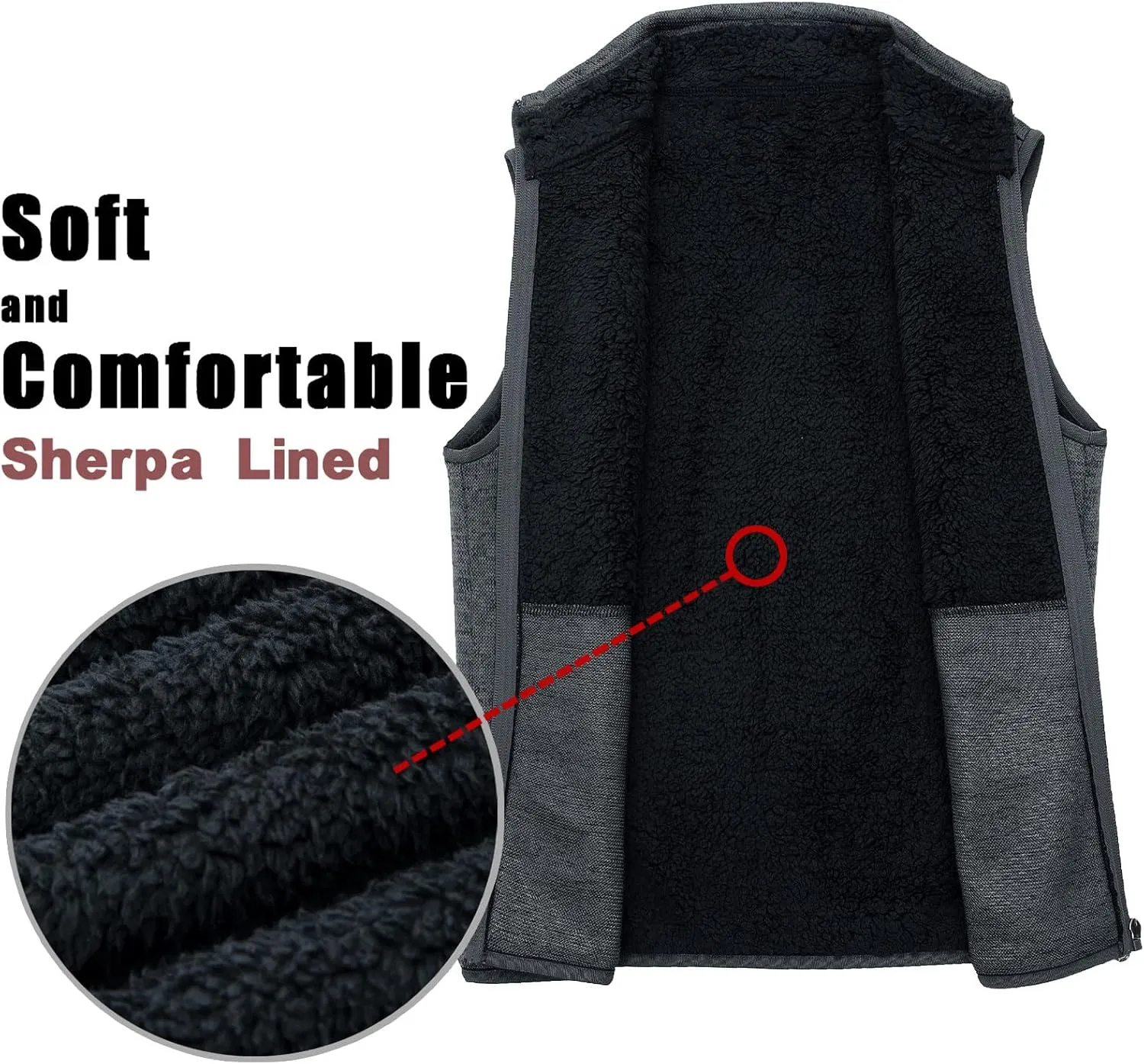 Bonnorth Women's Zip Up Sweater Fleece Vest, Sherpa Lined Windproof Warm Vest with Pocket