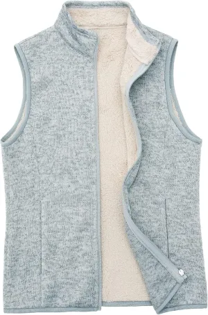 Bonnorth Women's Zip Up Sweater Fleece Vest, Sherpa Lined Windproof Warm Vest with Pocket