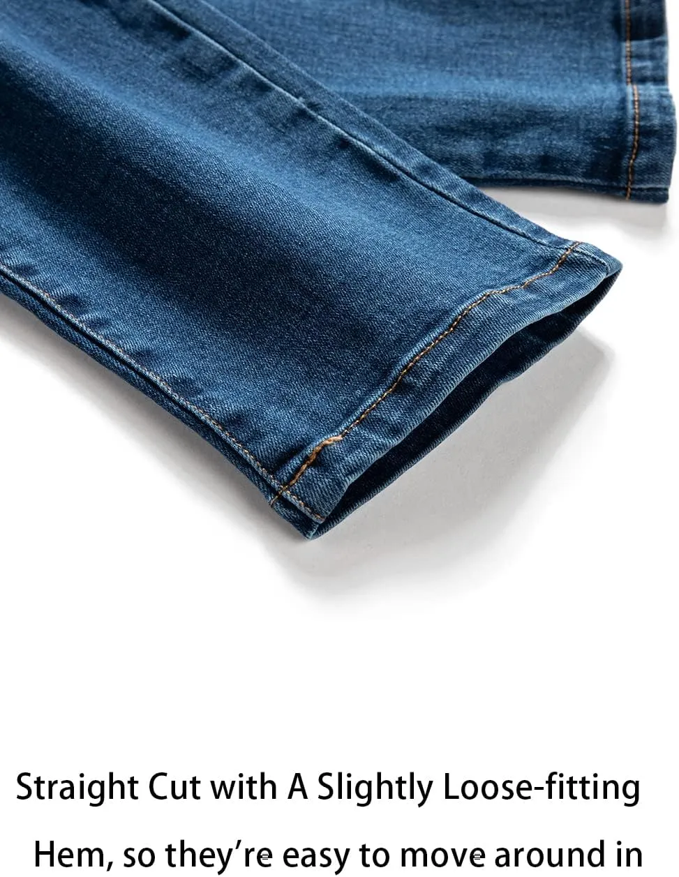 Boys' Blue Denim Jeans Elastic Waist Cotton Pants for Kids
