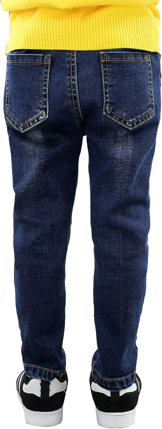 Boys' Blue Denim Jeans Elastic Waist Cotton Pants for Kids