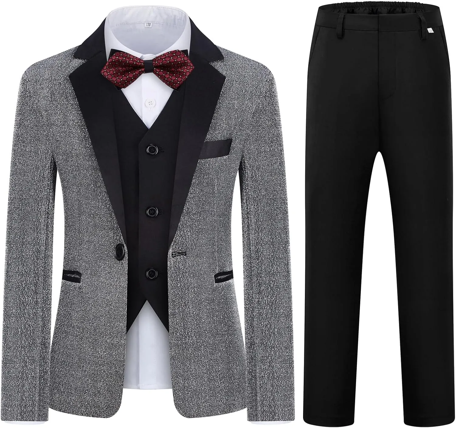 Boys Suit Slim Fit Tuxedo Suit for Kids 3 Piece Blazer Jackets Suit for Boy Ring Bearer Outfit