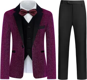 Boys Suit Slim Fit Tuxedo Suit for Kids 3 Piece Blazer Jackets Suit for Boy Ring Bearer Outfit
