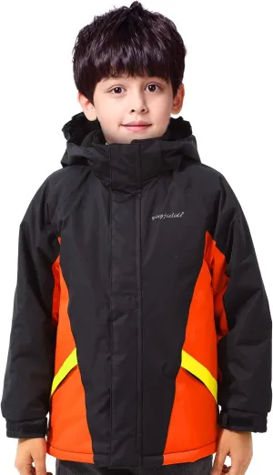 Boy's Waterproof Ski Jacket,Kids Warm Winter Snow Coat,Hooded Fleece Outwear,Windproof RainCoat