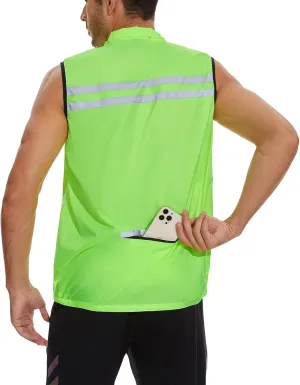 bpbtti Men's Hi-Viz Safety Running Cycling Vest Sleeveless Windbreaker vests- Windproof and Reflective