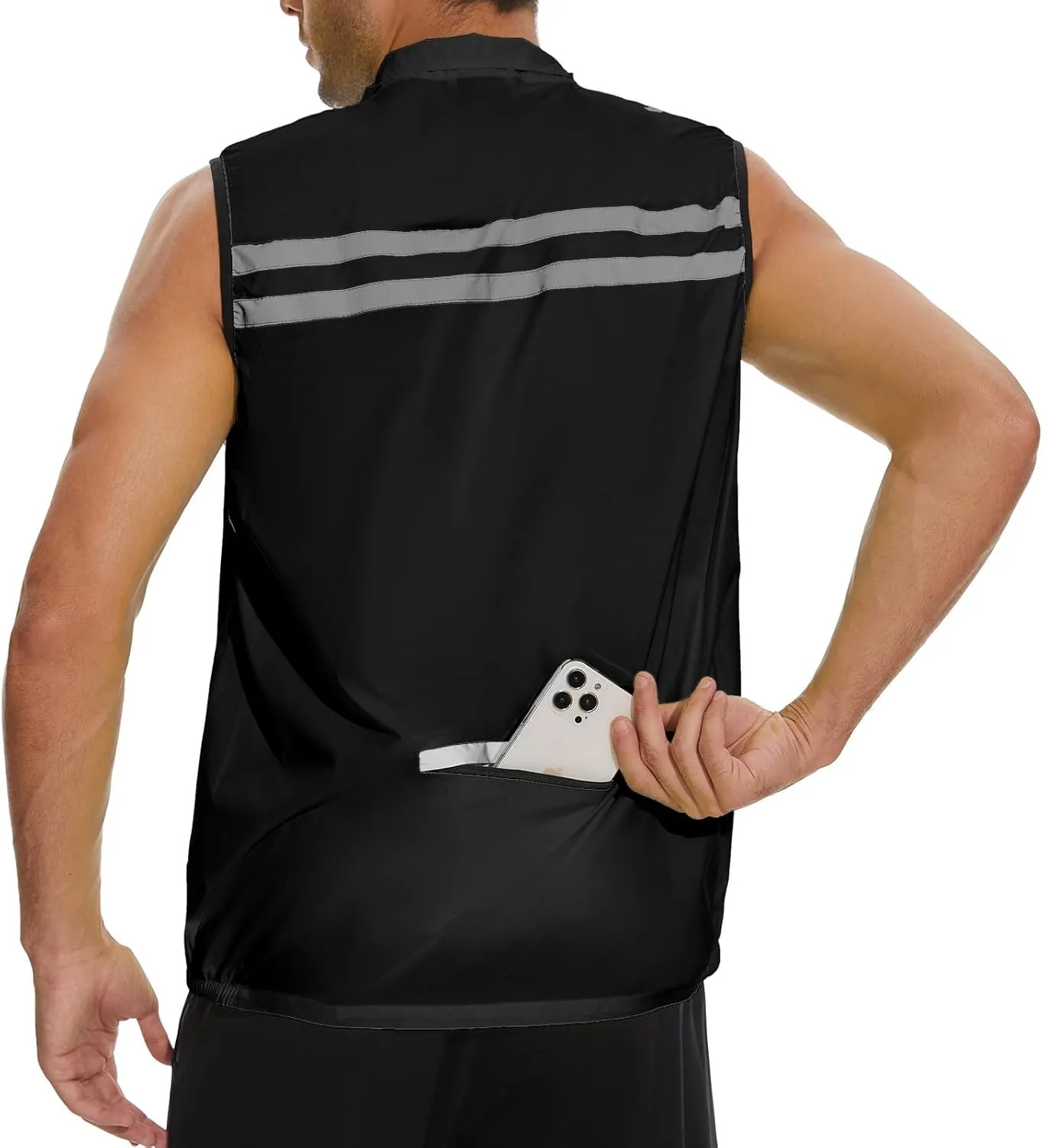 bpbtti Men's Hi-Viz Safety Running Cycling Vest Sleeveless Windbreaker vests- Windproof and Reflective