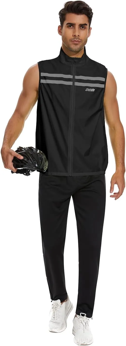 bpbtti Men's Hi-Viz Safety Running Cycling Vest Sleeveless Windbreaker vests- Windproof and Reflective