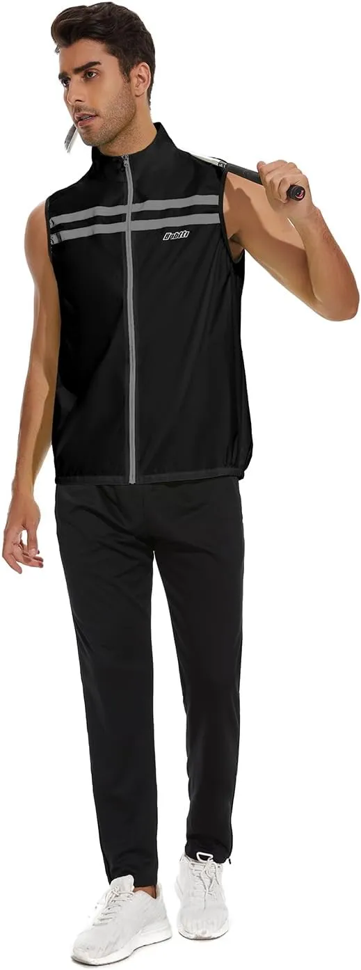 bpbtti Men's Hi-Viz Safety Running Cycling Vest Sleeveless Windbreaker vests- Windproof and Reflective
