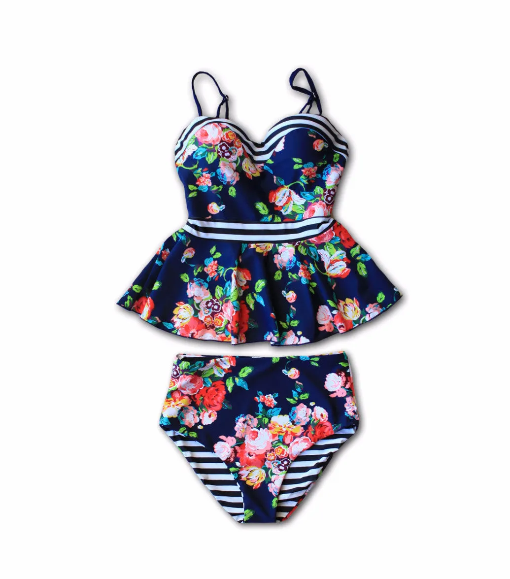 Breanne - Floral Peplum Swimsuit - $20