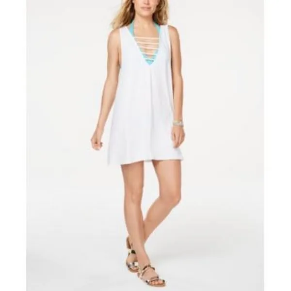 California Waves Juniors Lattice Cover-Up Dress, Size Large
