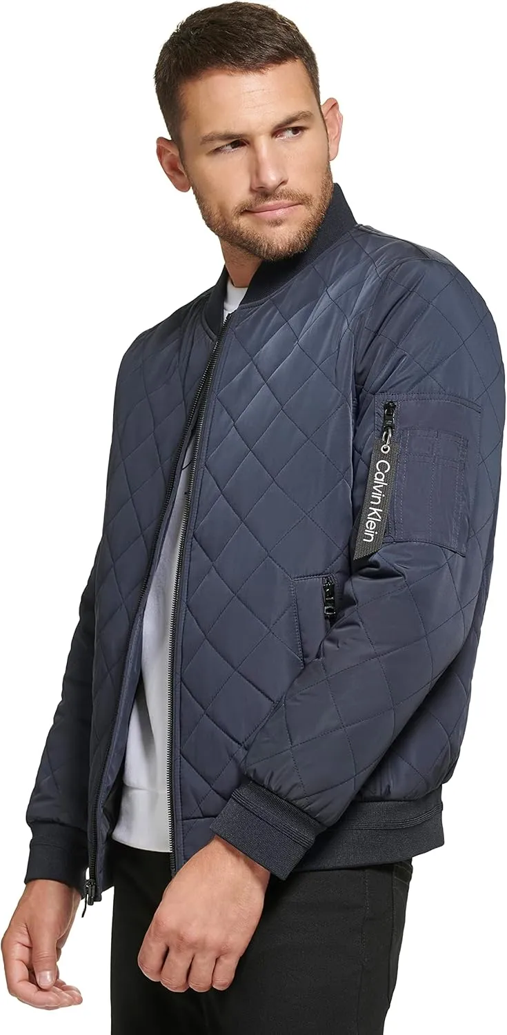 Calvin Klein Men's Quilted Zipper Detail Flight Jacket