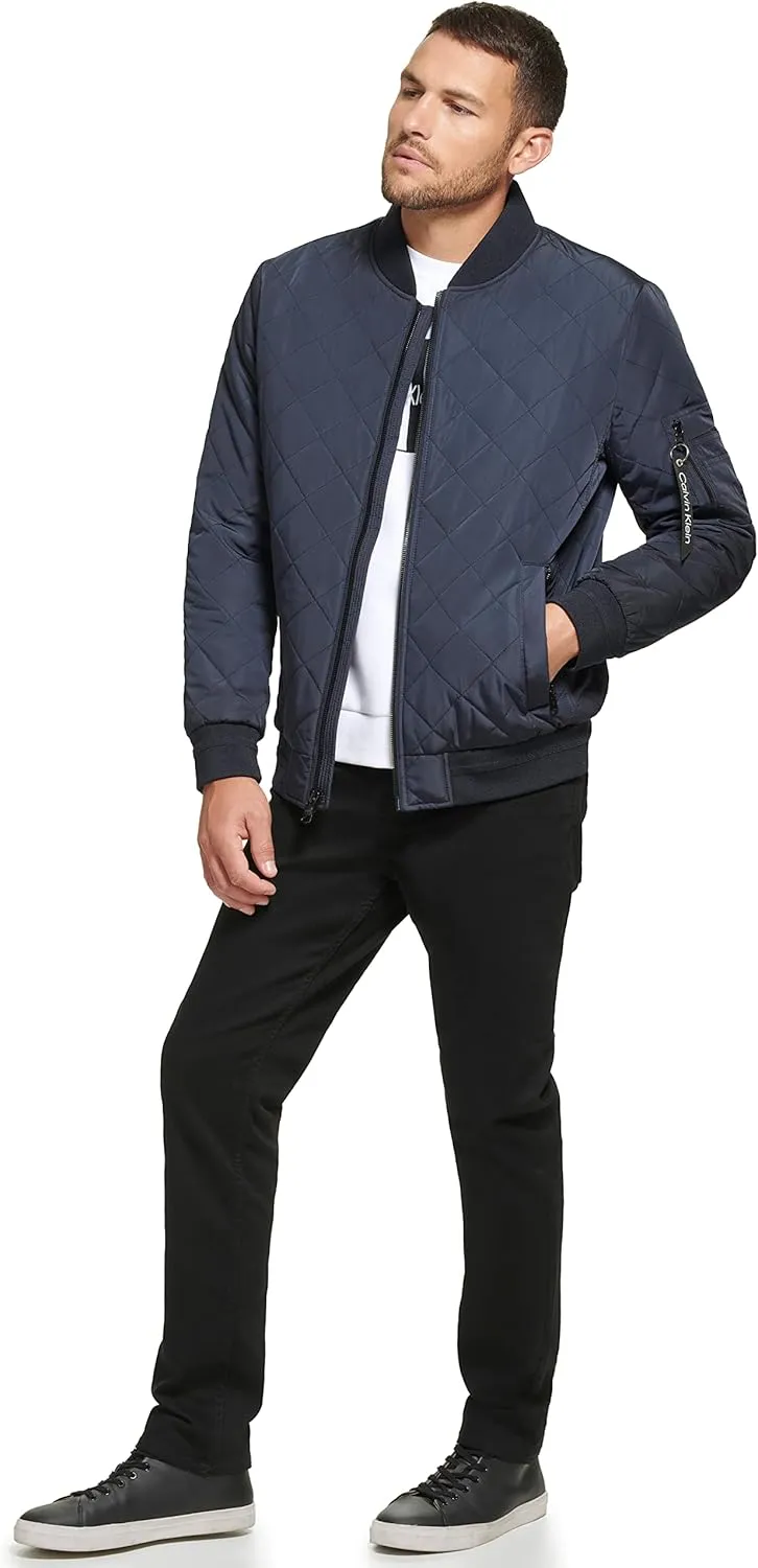 Calvin Klein Men's Quilted Zipper Detail Flight Jacket