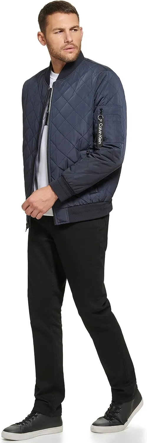 Calvin Klein Men's Quilted Zipper Detail Flight Jacket
