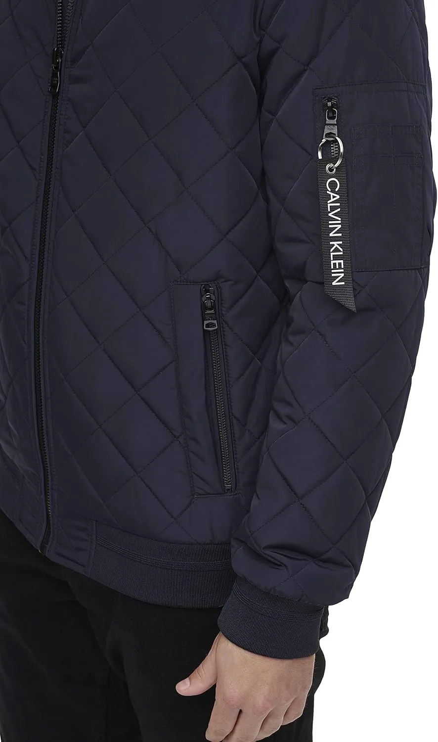 Calvin Klein Men's Quilted Zipper Detail Flight Jacket