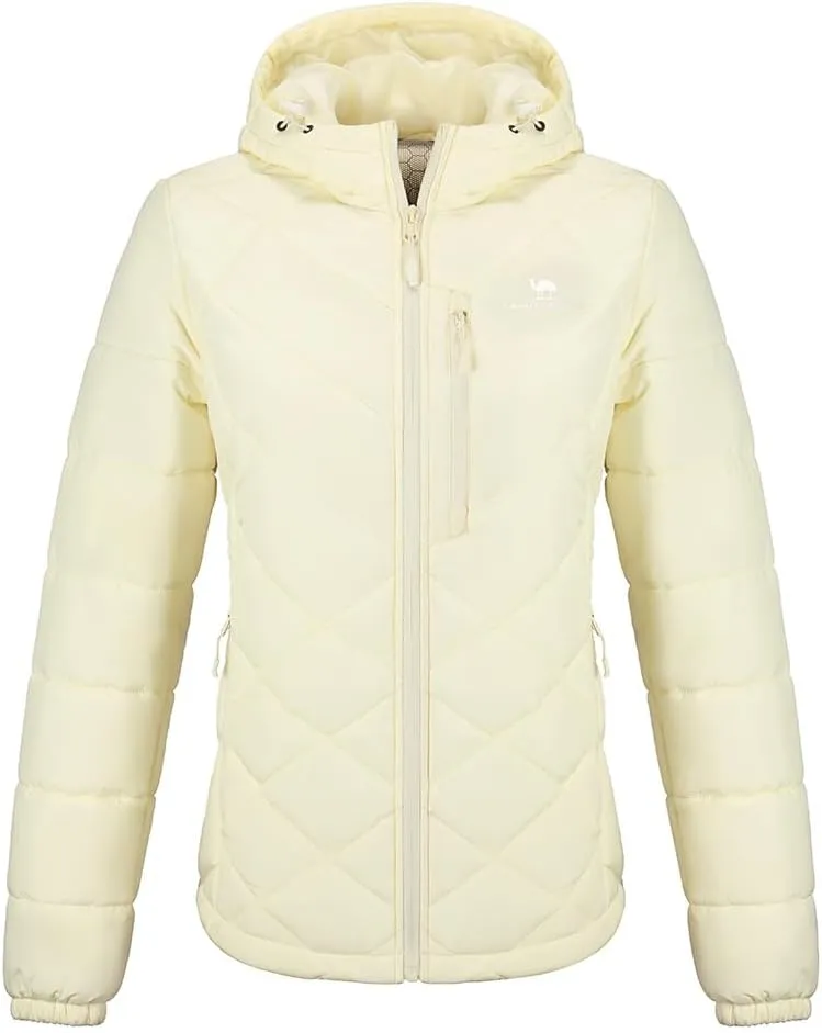 CAMEL CROWN Women's Hooded Puffer Jacket with Heat Reflective Lining Lightweight Winter Coat Warm Jacket