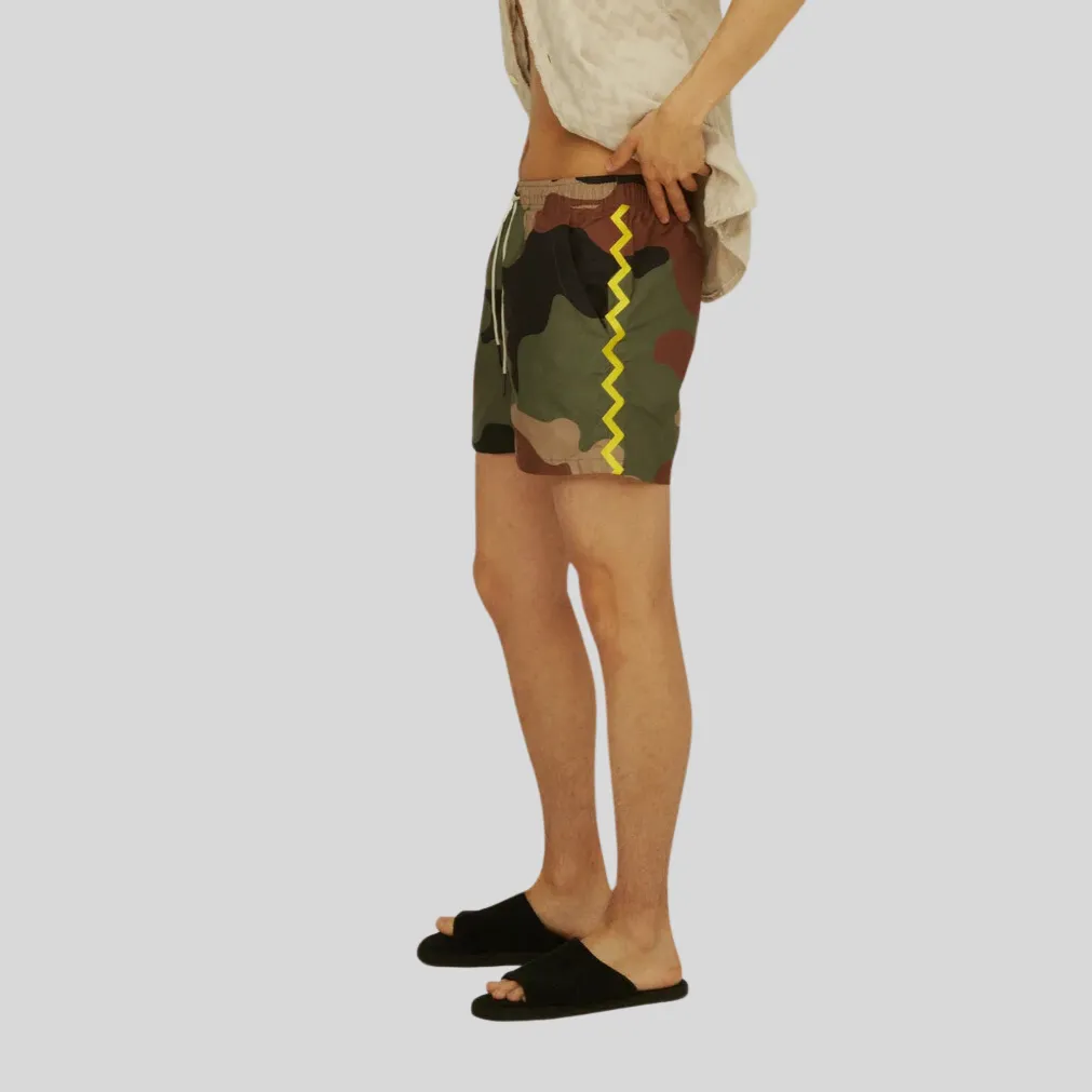 Camo Zig Zag Swim Shorts - Green