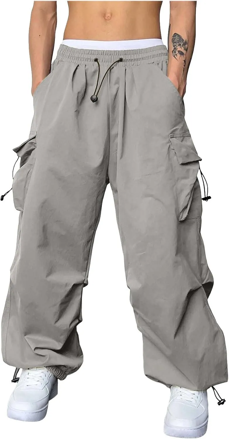 Cargo Pant for Men Casual Work Pant Drawstring Elastic Waist Cotton Stretch Sweatpants with Pockets