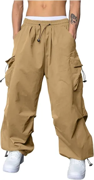 Cargo Pant for Men Casual Work Pant Drawstring Elastic Waist Cotton Stretch Sweatpants with Pockets
