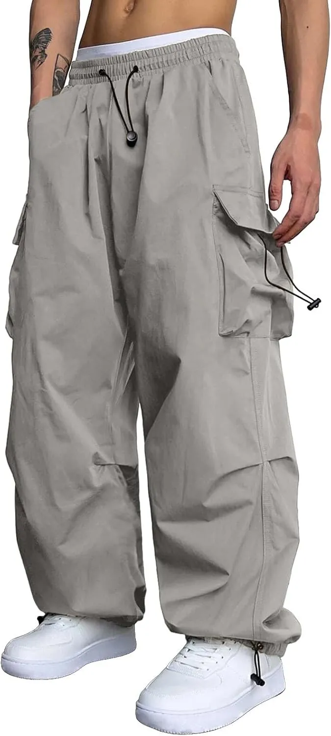 Cargo Pant for Men Casual Work Pant Drawstring Elastic Waist Cotton Stretch Sweatpants with Pockets