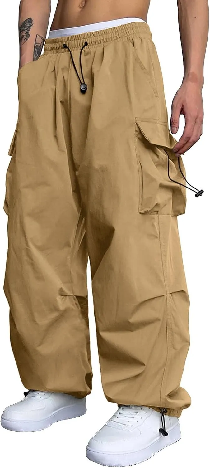 Cargo Pant for Men Casual Work Pant Drawstring Elastic Waist Cotton Stretch Sweatpants with Pockets