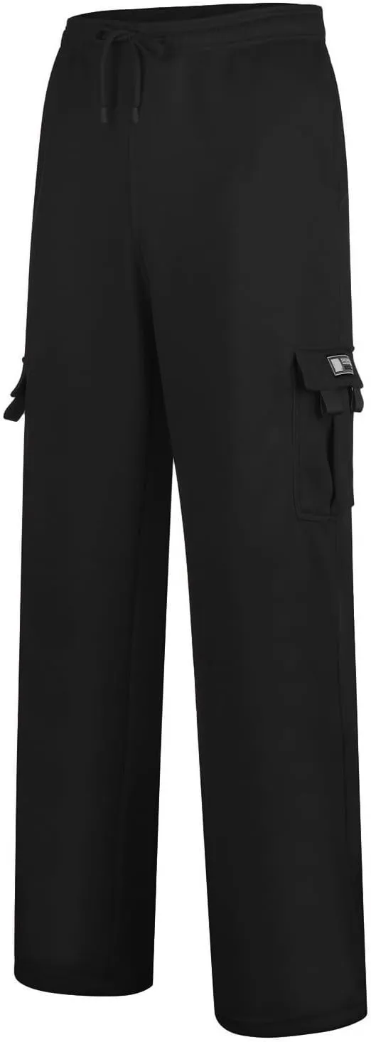 Cargo Pants for Men, Big and Tall Elastic Waist Cotton Sweatpants, Causal Solid Multi Pockets Joggers Athletic Pants