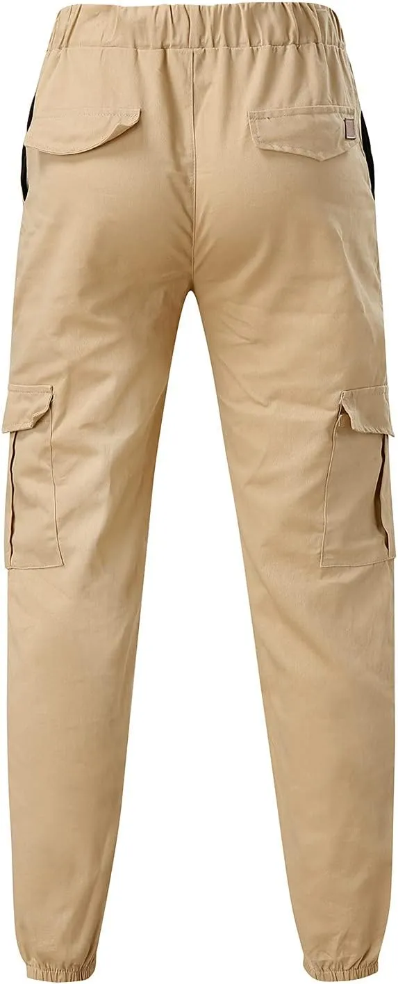 Cargo Sweatpants for Men Elastic Waist Muscle Slim Fit Athletic Pants Casual Outdoor Sports Tactical Hiking Pants