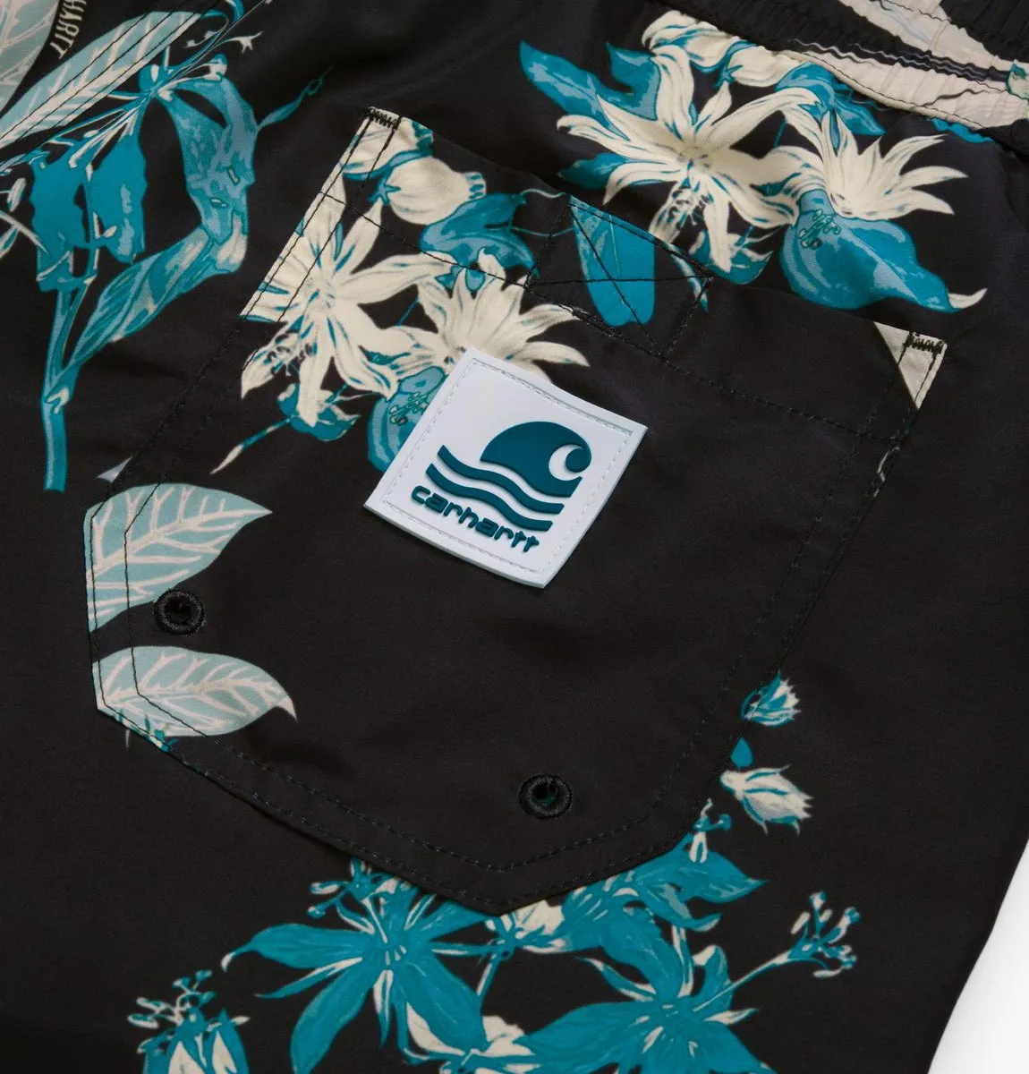 Carhartt WIP Drift Swim Trunks – Hawaiian Floral Print – Black