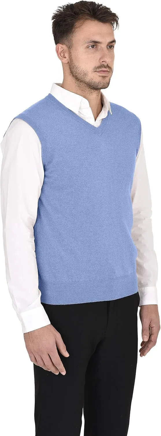 Cashmeren Men's Basic V-Neck Sweater Vest 100% Pure Cashmere Sleeveless Gilet Pullover