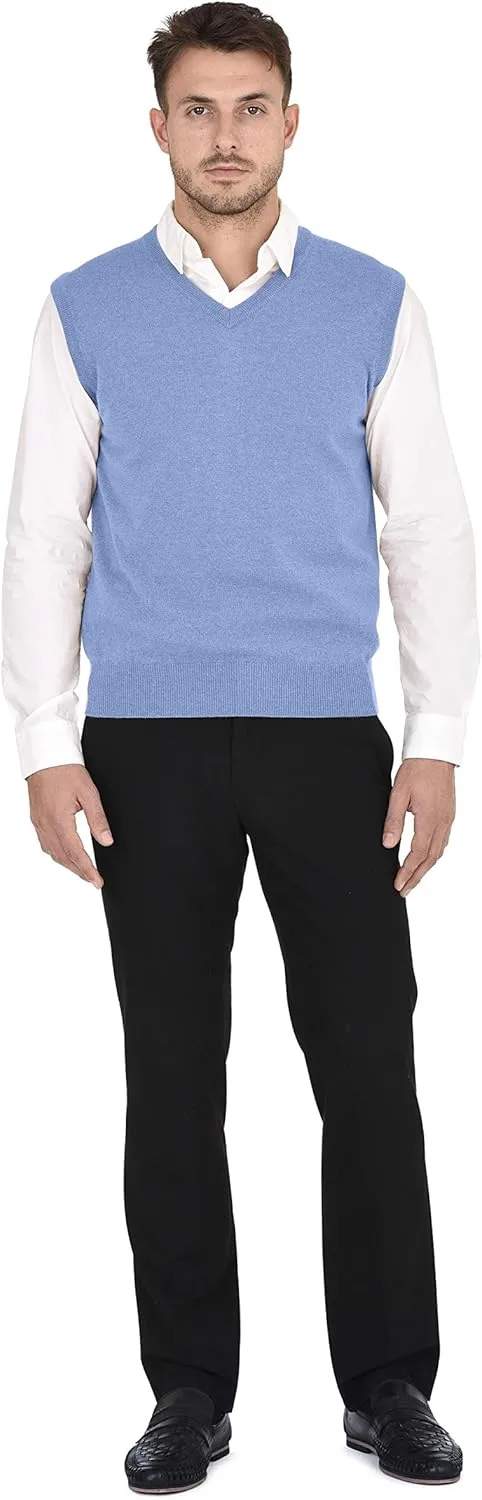 Cashmeren Men's Basic V-Neck Sweater Vest 100% Pure Cashmere Sleeveless Gilet Pullover