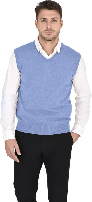 Cashmeren Men's Basic V-Neck Sweater Vest 100% Pure Cashmere Sleeveless Gilet Pullover