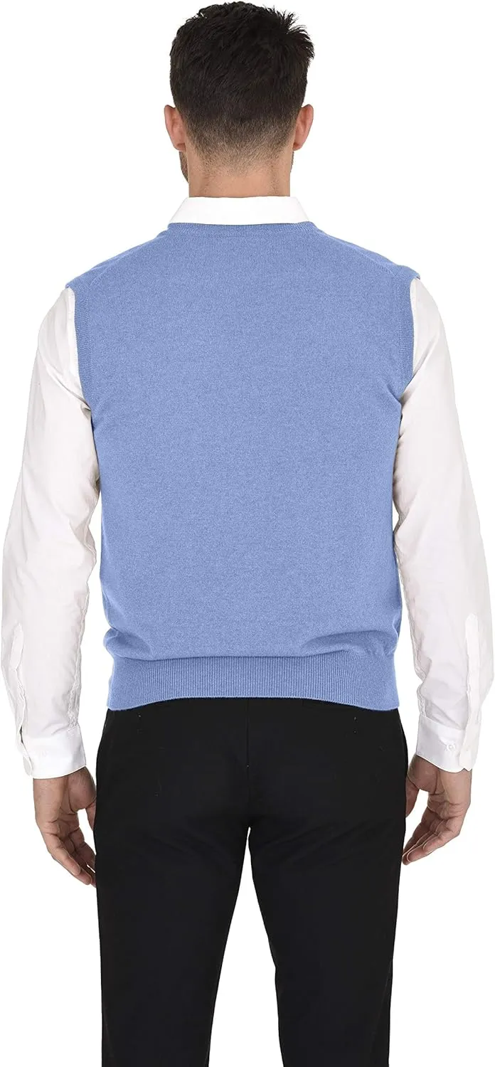 Cashmeren Men's Basic V-Neck Sweater Vest 100% Pure Cashmere Sleeveless Gilet Pullover