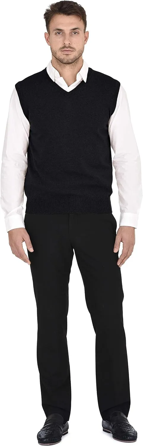 Cashmeren Men's Basic V-Neck Sweater Vest 100% Pure Cashmere Sleeveless Gilet Pullover