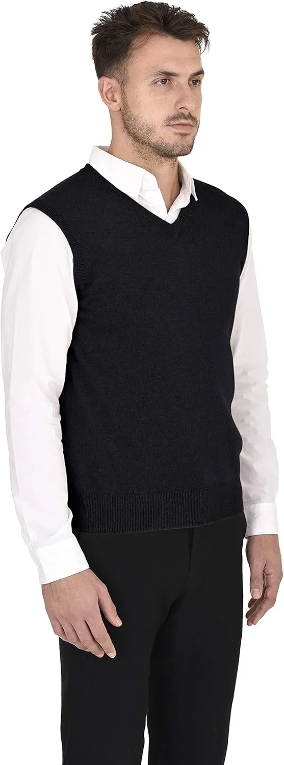 Cashmeren Men's Basic V-Neck Sweater Vest 100% Pure Cashmere Sleeveless Gilet Pullover