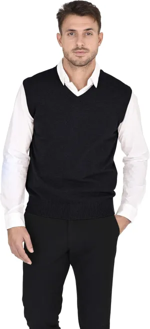 Cashmeren Men's Basic V-Neck Sweater Vest 100% Pure Cashmere Sleeveless Gilet Pullover