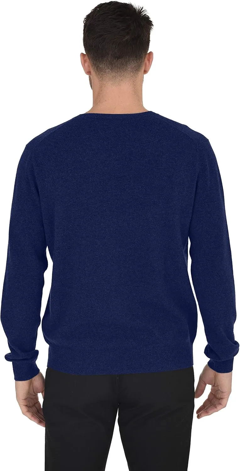 Cashmeren Men's Essential Knit V-Neck Sweater 100% Merino Wool Long Sleeve Classic Pullover