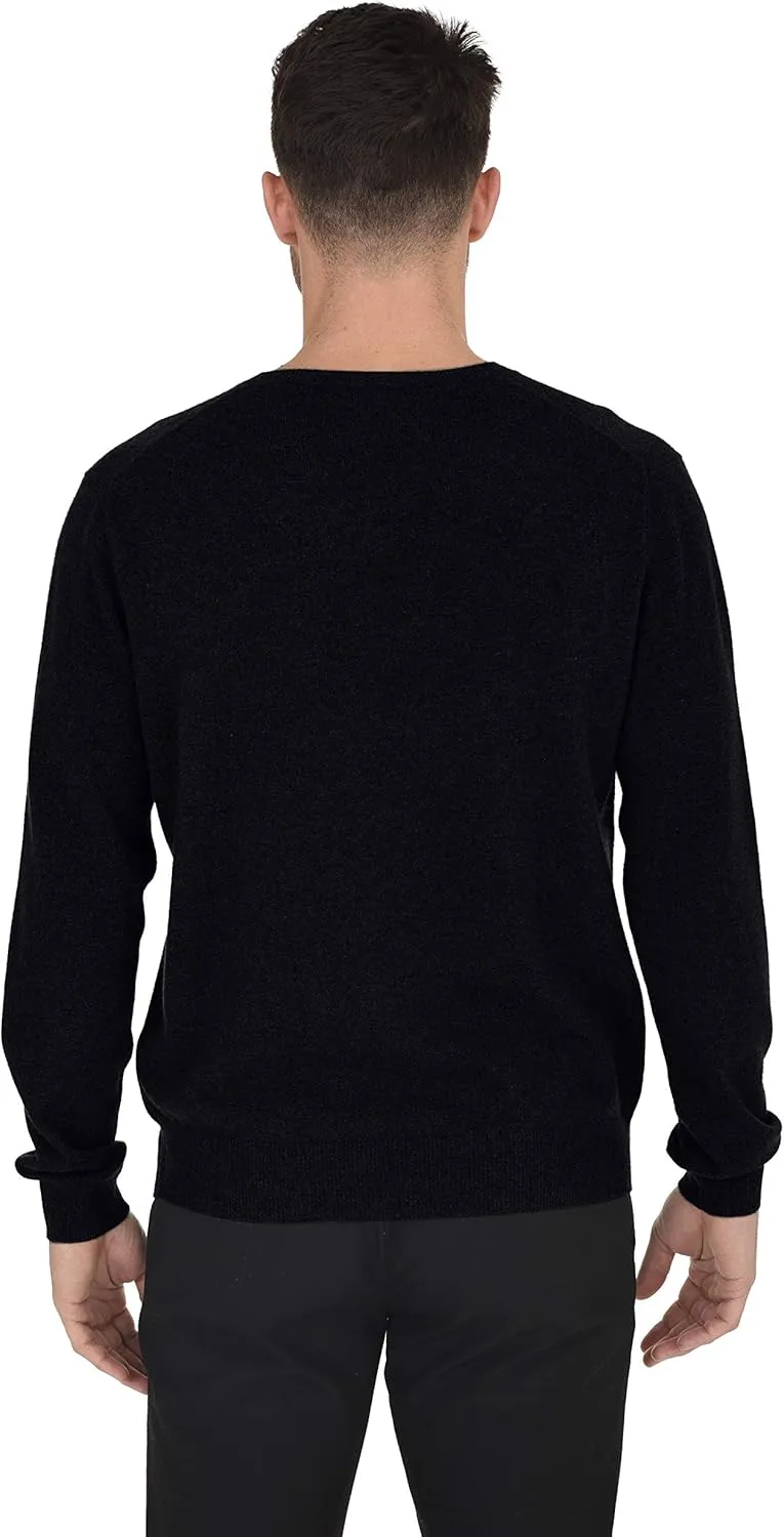 Cashmeren Men's Essential Knit V-Neck Sweater 100% Merino Wool Long Sleeve Classic Pullover