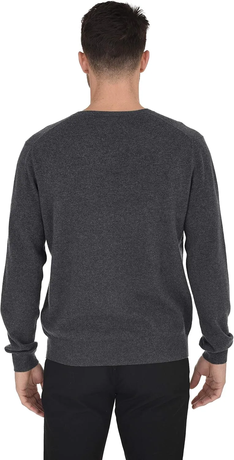 Cashmeren Men's Essential Knit V-Neck Sweater 100% Merino Wool Long Sleeve Classic Pullover
